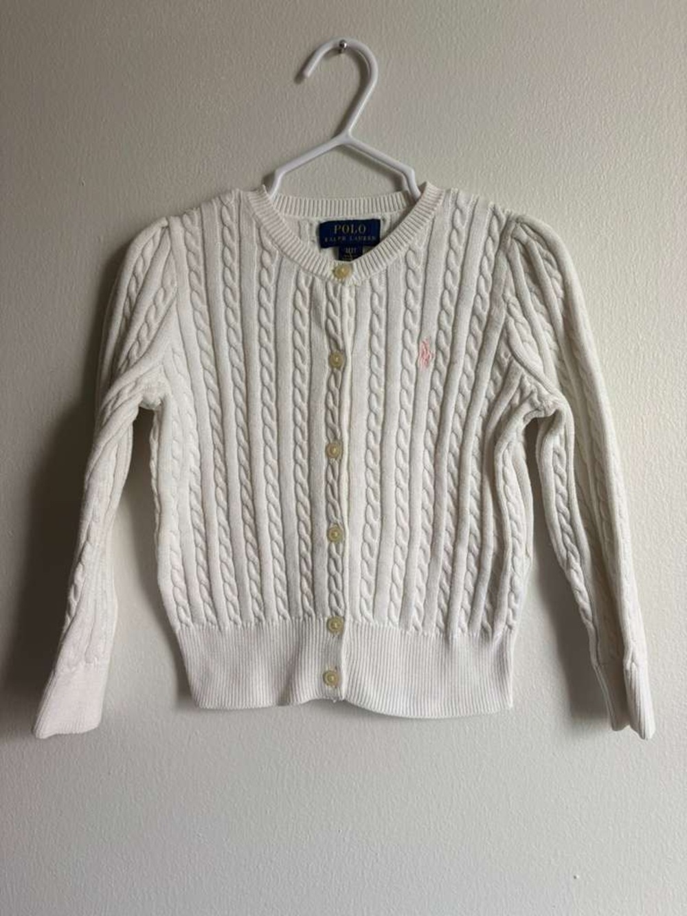 Polo by Ralph Lauren Ivory Cable Knit Button-Up Cardigan